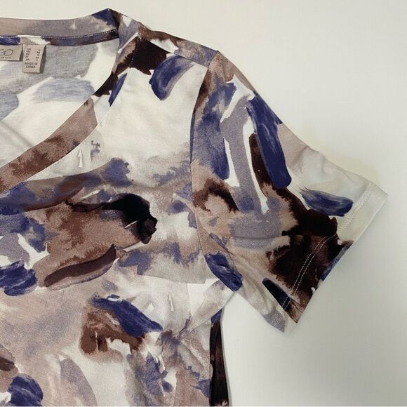 LOGO Lori By Goldstein Asymmetrical Abstract Design Tunic Women's Size Small - Picture 9 of 12